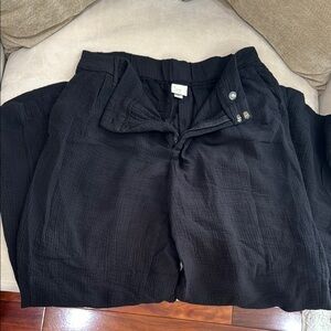 Black Textured Pants